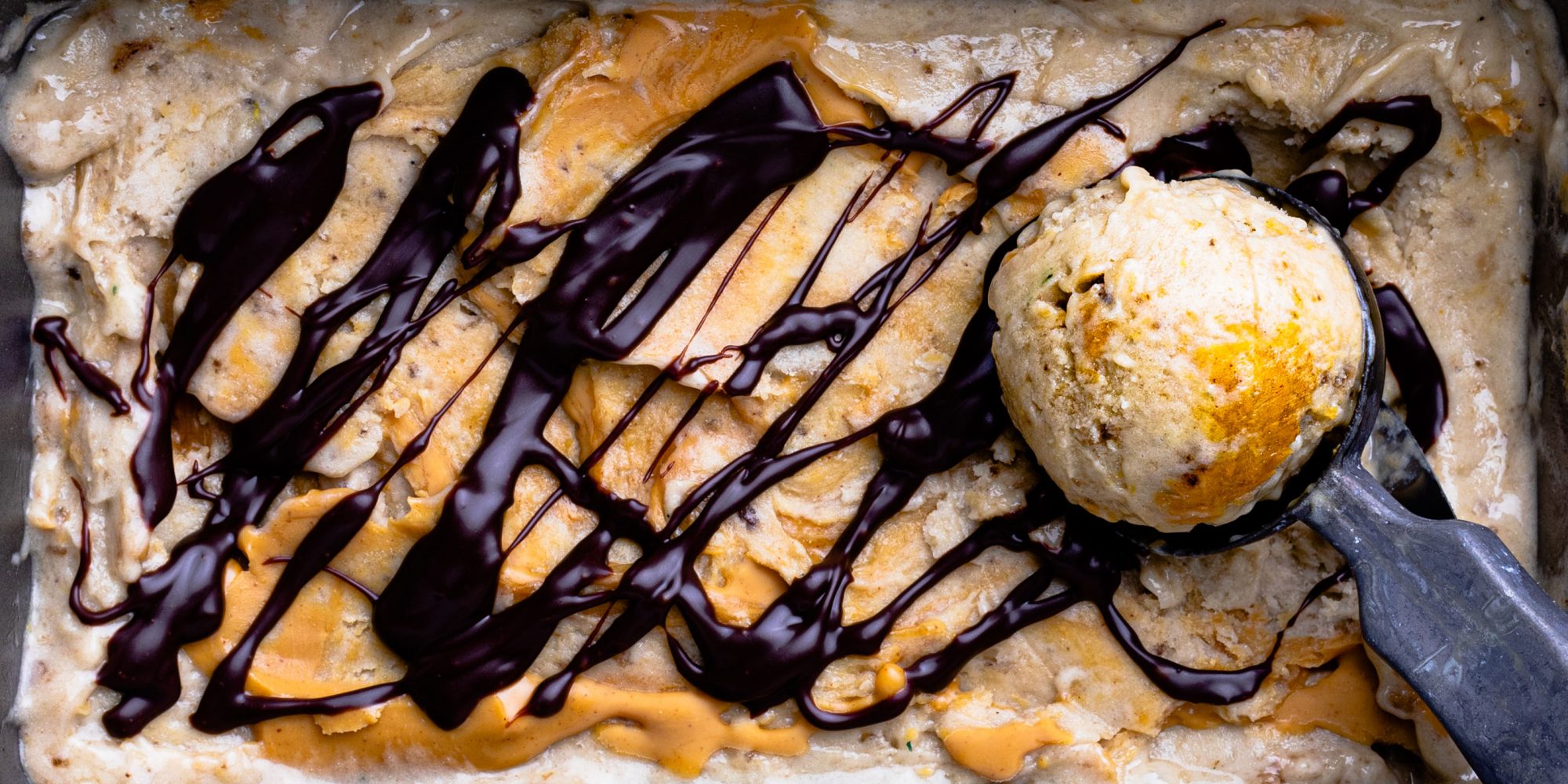 Peanut Butter Swirl Nice Cream with Chocolate Drizzle