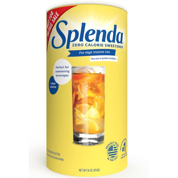 SPLENDA® endulzante granulado para bebidas de alto volumen en latas de 12/16oz