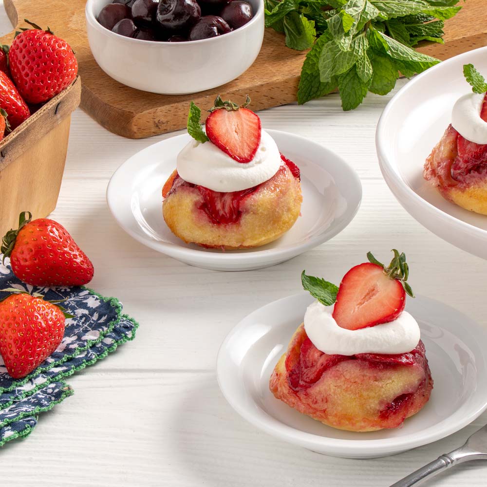 Mini Strawberry and Cherry Upside-Down Cake