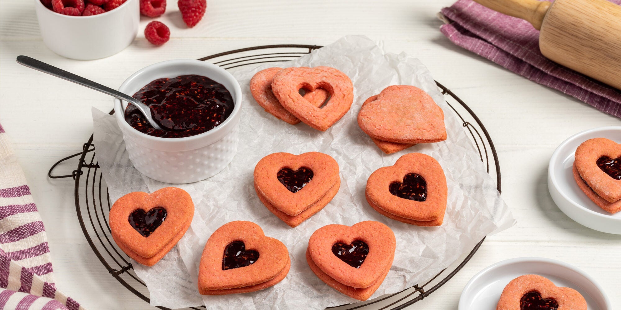 Heart-Shaped Red Raspberry Linzer Cookies