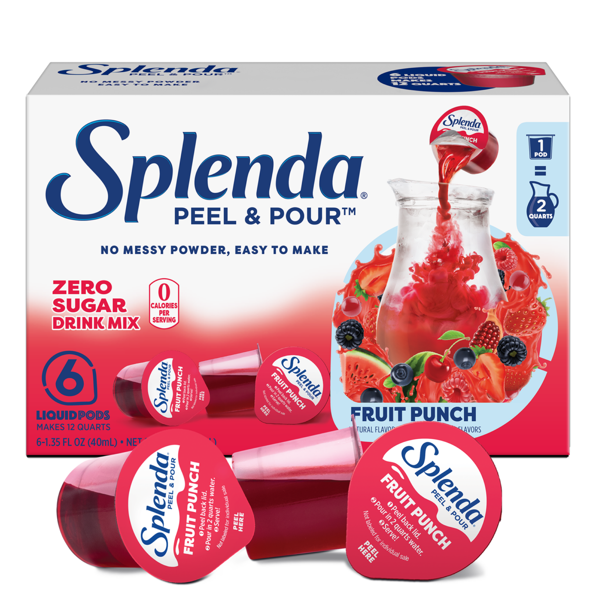 Splenda Mezcla de Bebidas sin Azúcar Peel & Pour, Refresco de Frutas - Frente