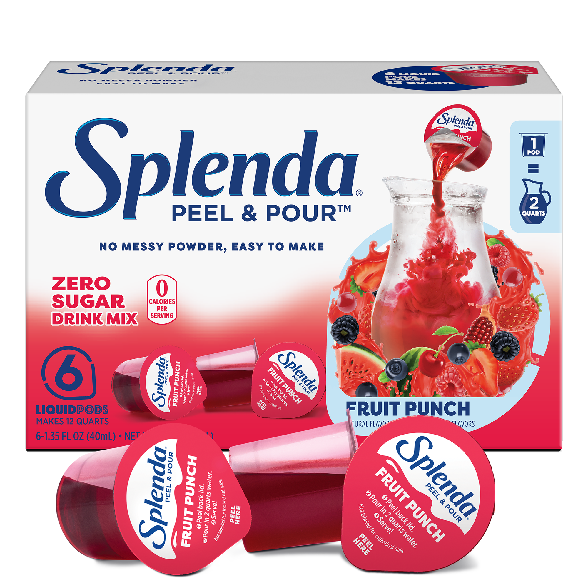 Splenda Mezcla de Bebidas sin Azúcar Peel & Pour, Refresco de Frutas - Frente