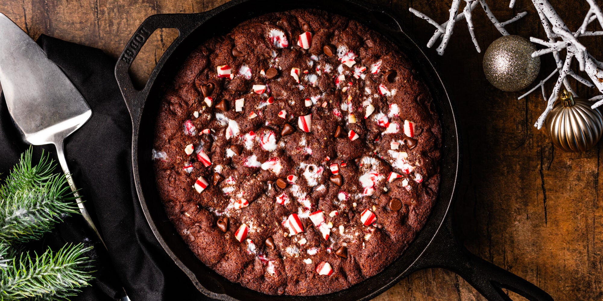 Peppermint Chocolate Skillet Cookie